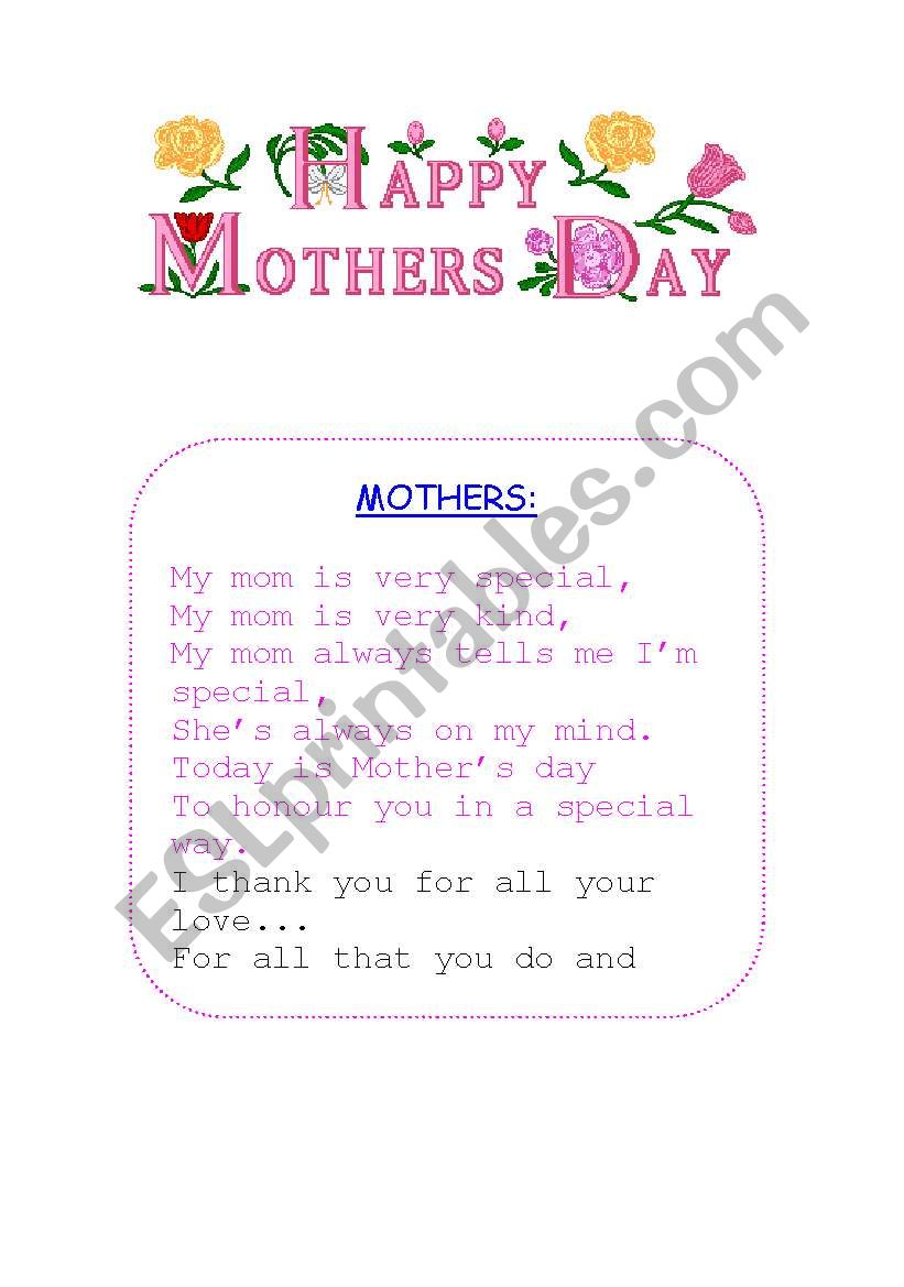 MOTHER`S DAY worksheet